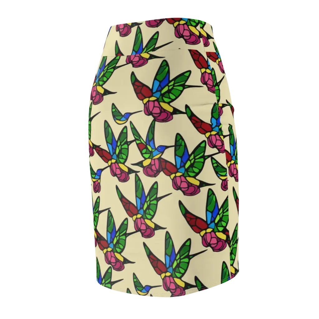 Hummingbird Mosaic on Pencil Skirt — Back Side