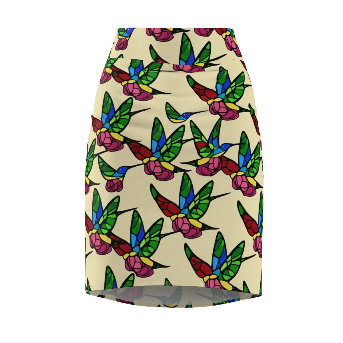 Hummingbird Mosaic on Pencil Skirt — Front
