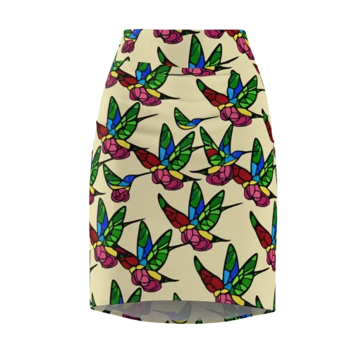 Hummingbird Mosaic on a Pencil Skirt