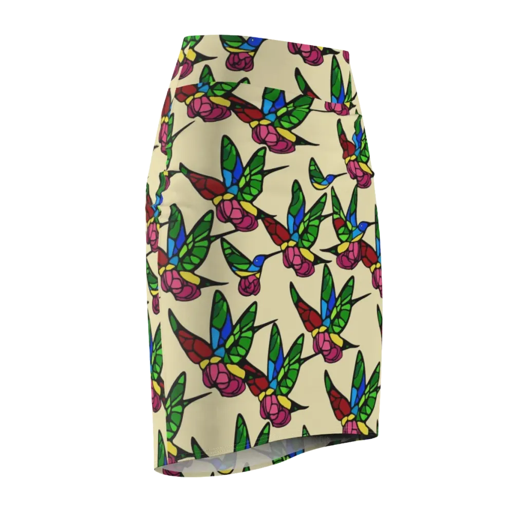 Hummingbird Mosaic on Pencil Skirt — Front Side