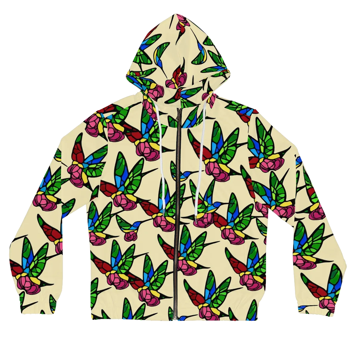 Hummingbird Mosaic on Women's Full-Zip Hoodie — Front