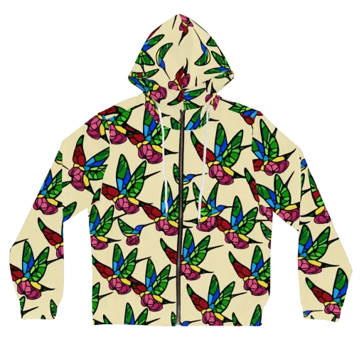 Hummingbird Mosaic on a Women's Full-Zip Hoodie