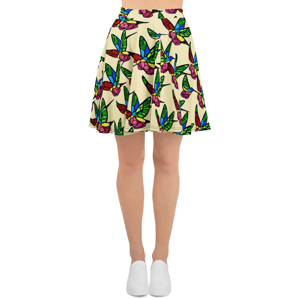 Hummingbird Mosaic on Skater Skirt — Front