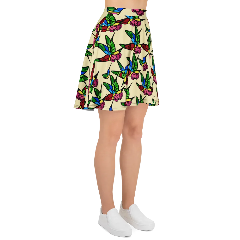 Hummingbird Mosaic on Skater Skirt — Right