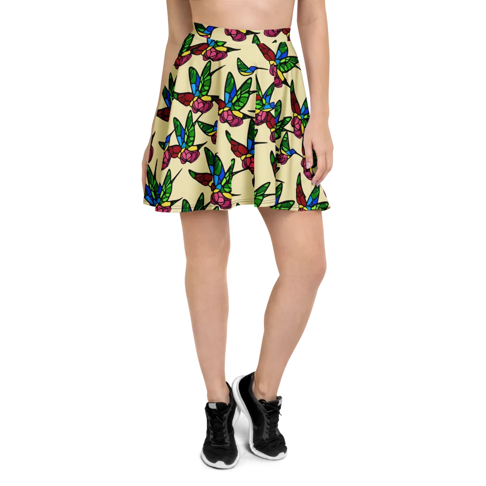 Hummingbird Mosaic on Skater Skirt — Front