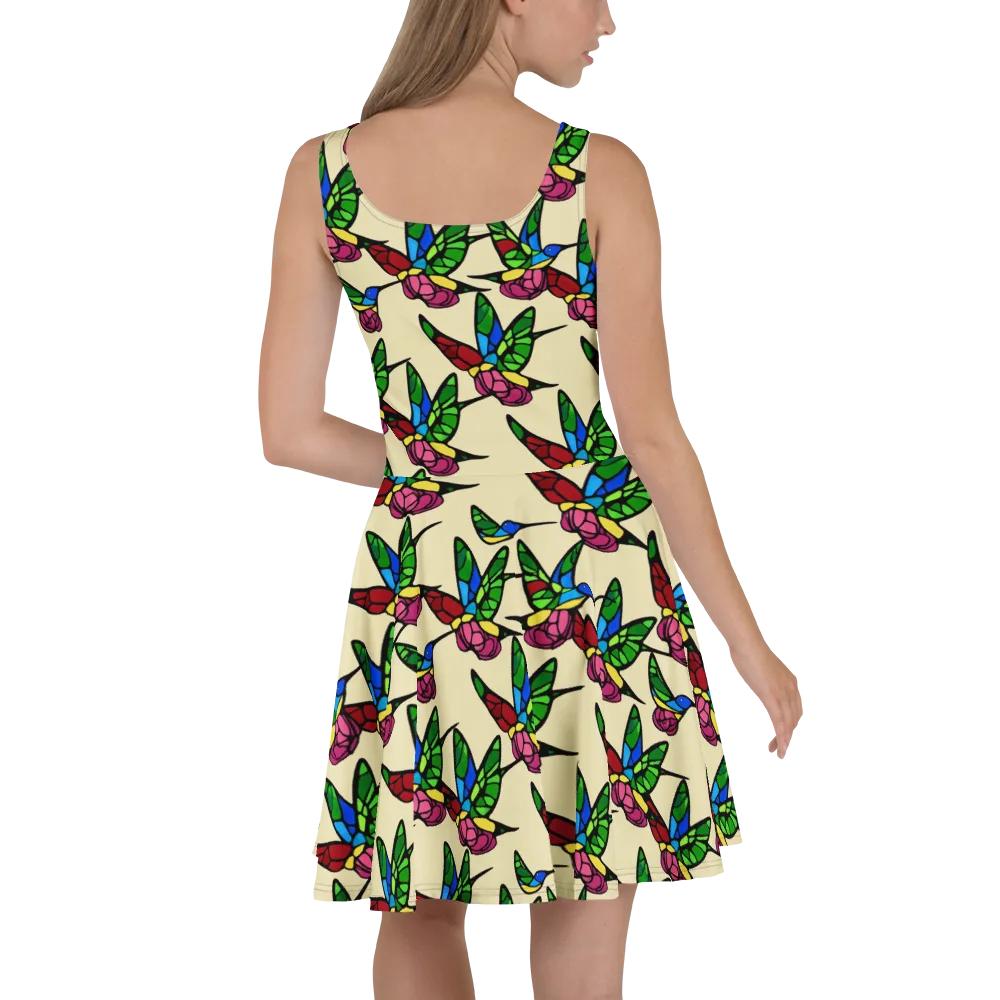Hummingbird Mosaic on Skater Dress — Back
