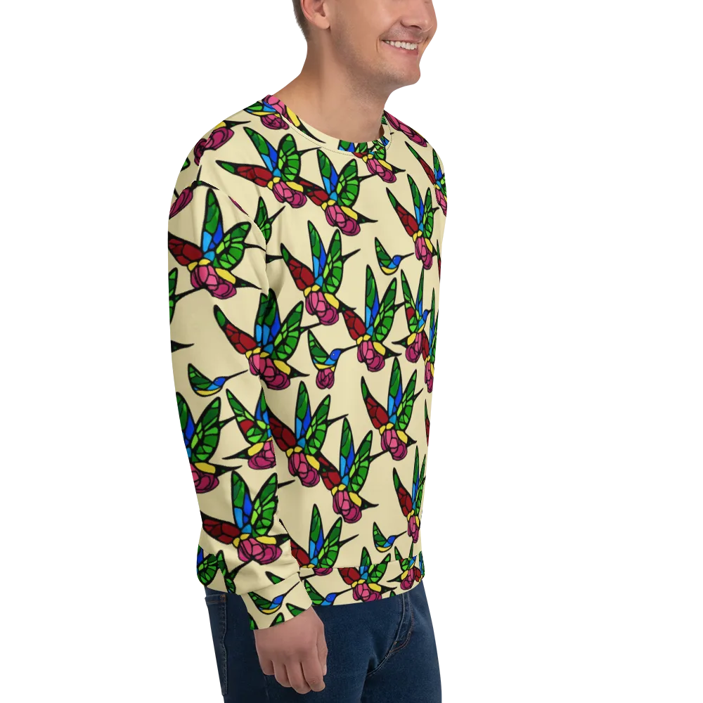 Hummingbird Mosaic on Sweatshirt — Right Front