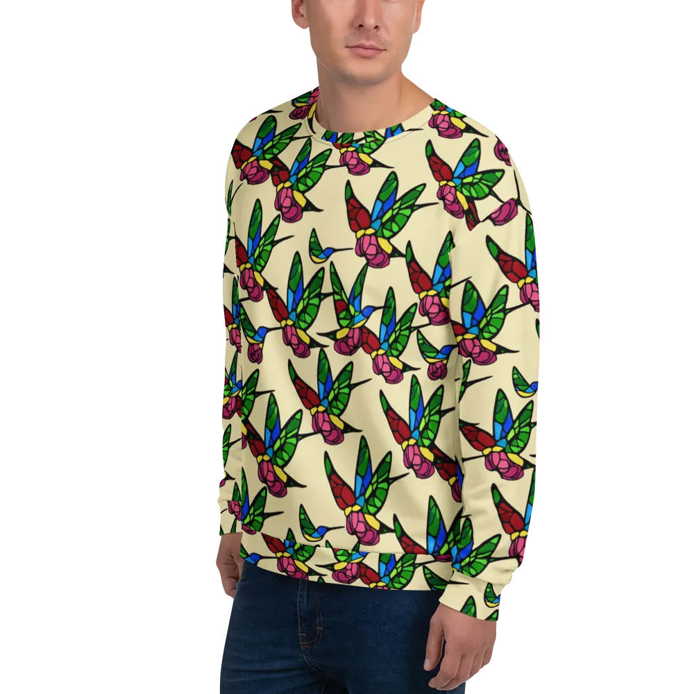 Hummingbird Mosaic on Sweatshirt — Left Front