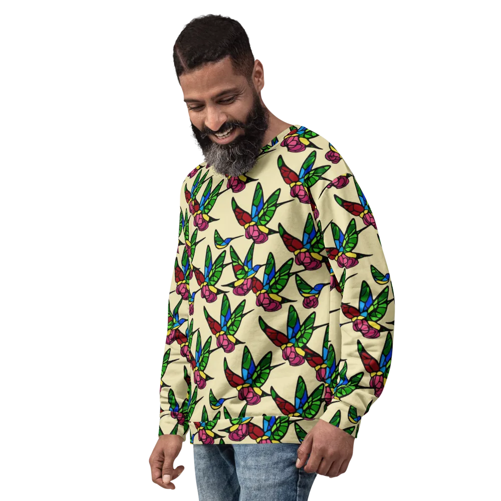 Hummingbird Mosaic on Sweatshirt — Left Front