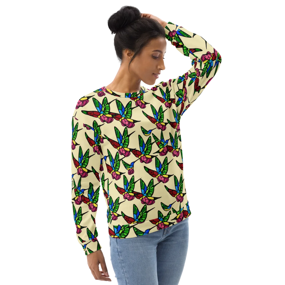 Hummingbird Mosaic on Sweatshirt — Right Front
