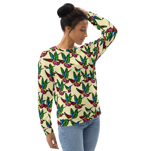 Hummingbird Mosaic on a Sweatshirt