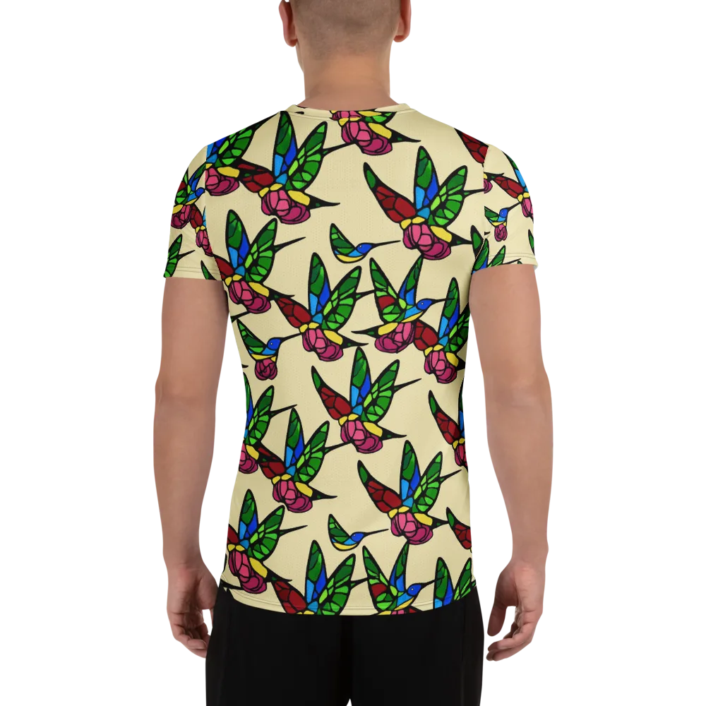 Hummingbird Mosaic on Men's Athletic T-Shirt — Back