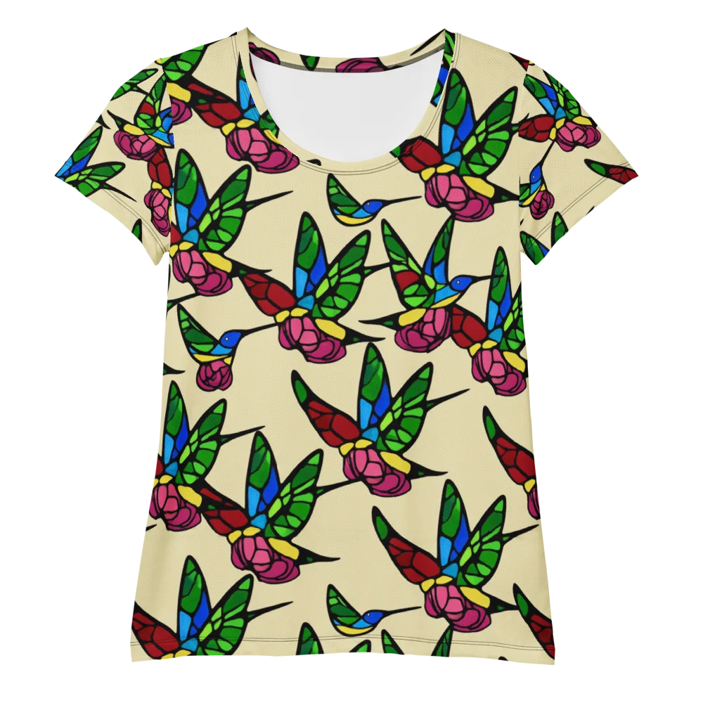 Hummingbird Mosaic on Women's Athletic T-Shirt — Front