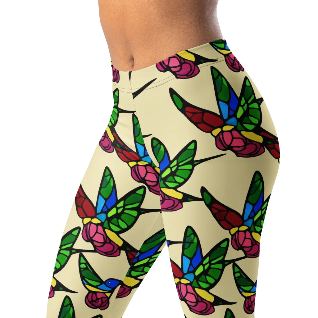 Hummingbird Mosaic on Leggings — Left Front