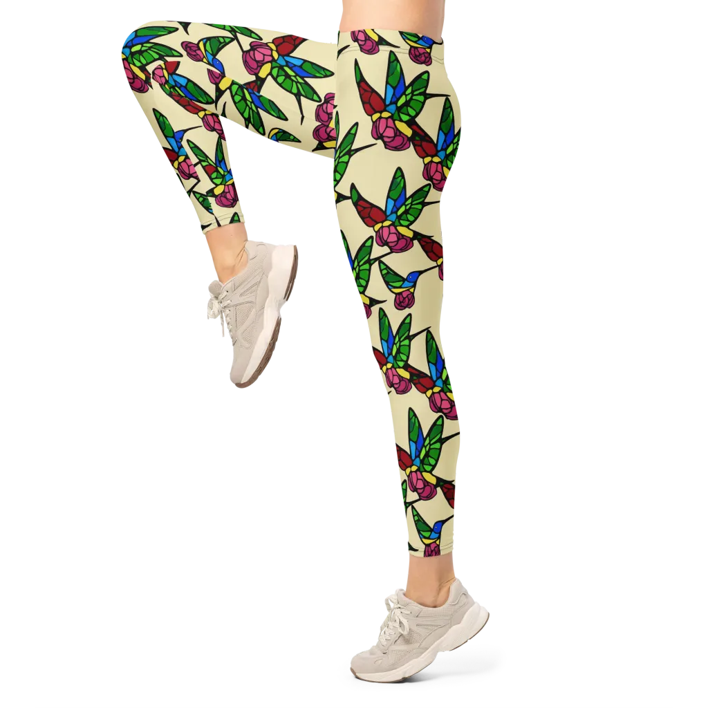Hummingbird Mosaic on Leggings — Left