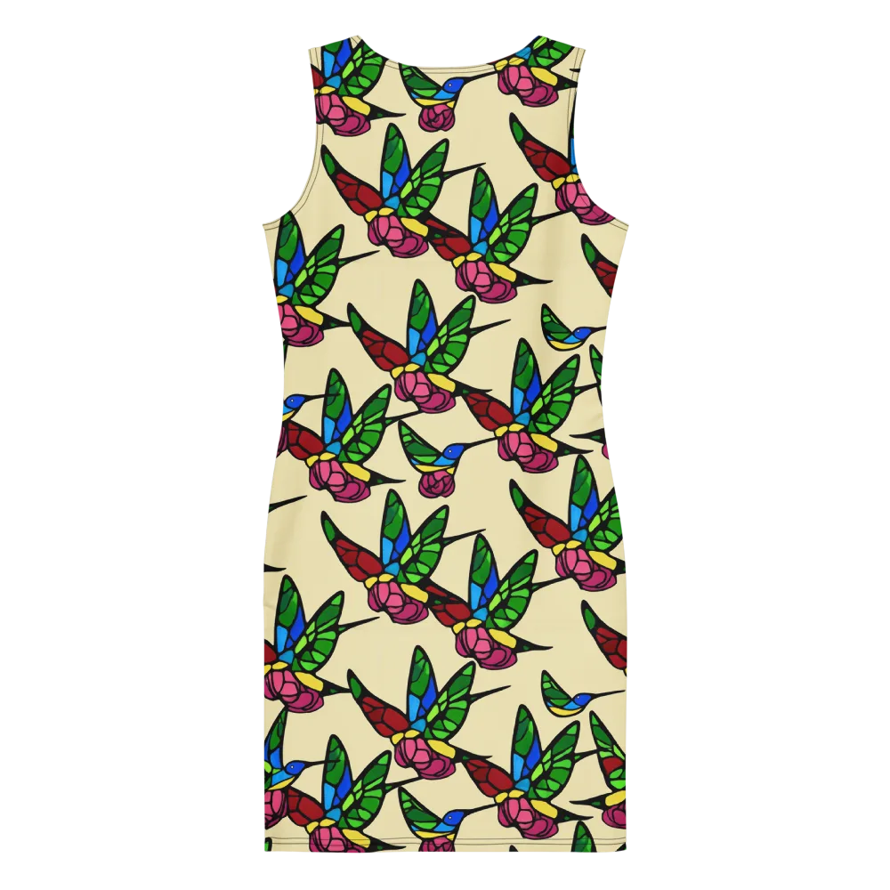Hummingbird Mosaic on Bodycon Dress — Back