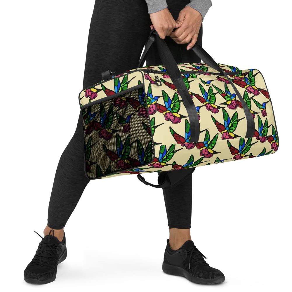Hummingbird Mosaic on Duffle Bag — Right Front