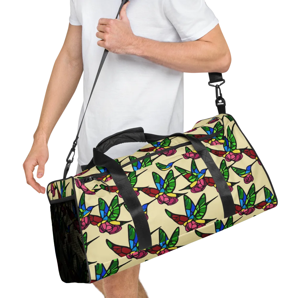 Hummingbird Mosaic on Duffle Bag — Right Front