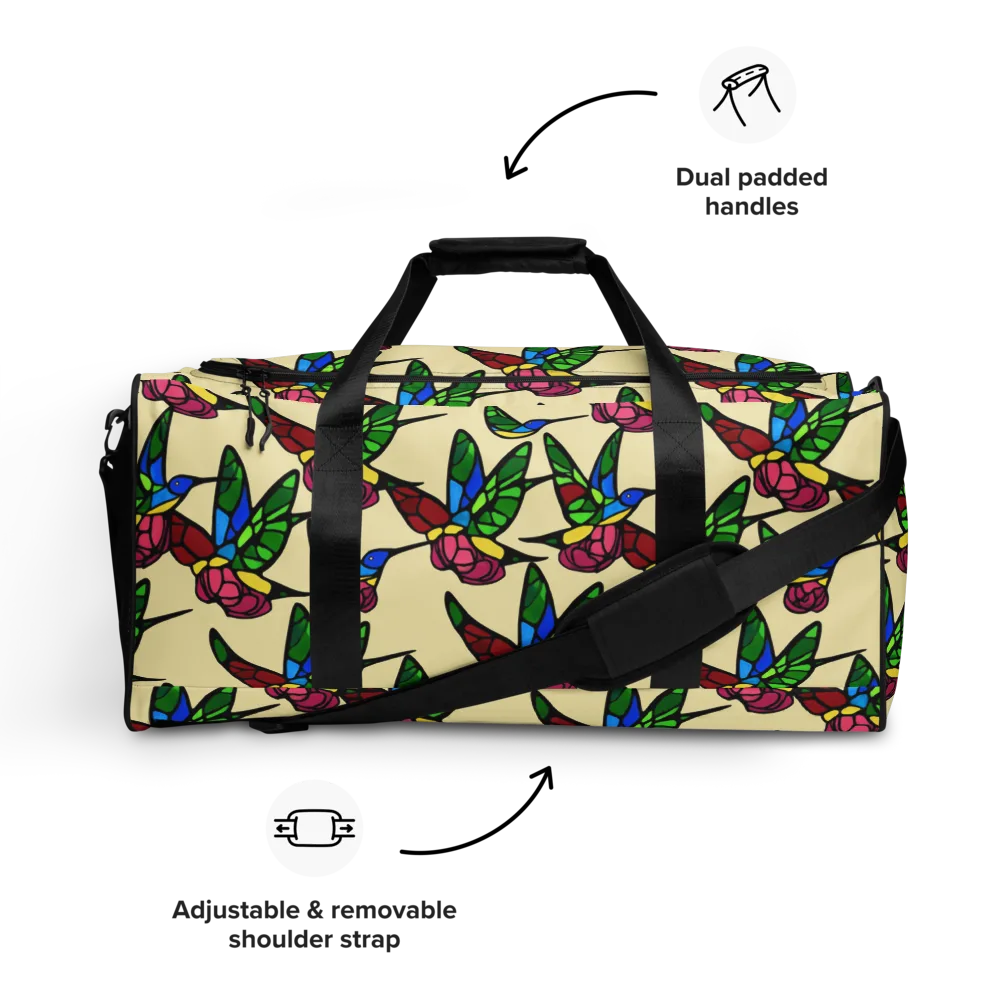 Hummingbird Mosaic on Duffle Bag — Front