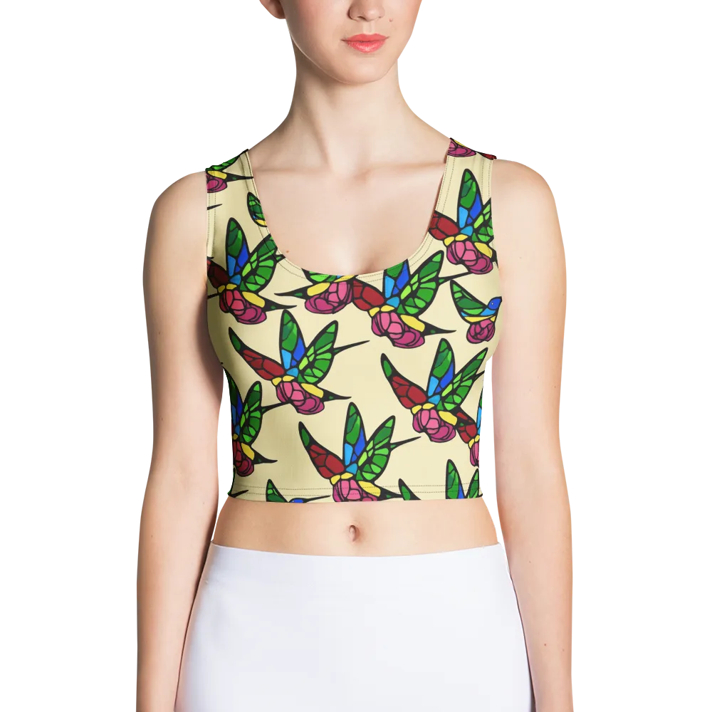 Hummingbird Mosaic on Crop Top — Front