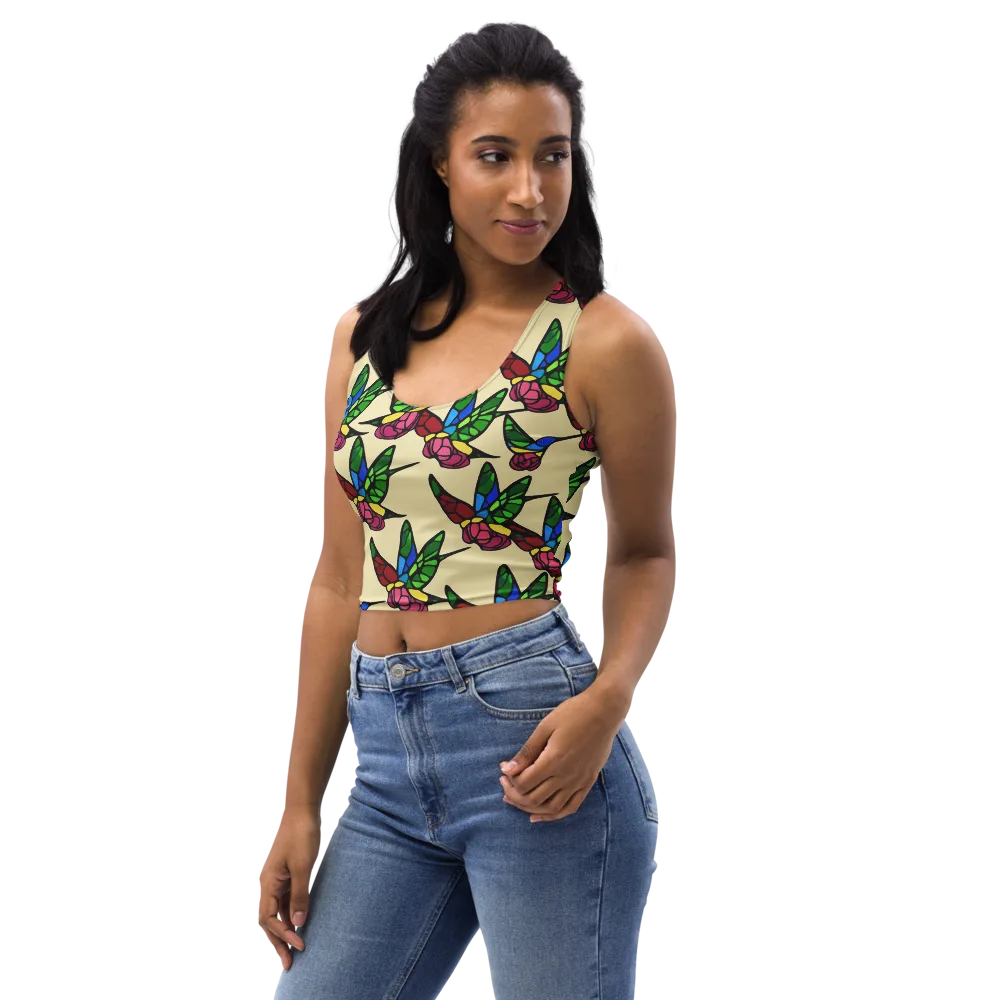 Hummingbird Mosaic on Crop Top — Left Front