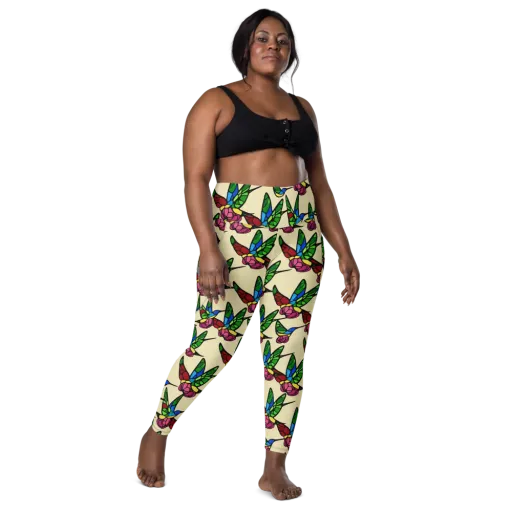 Hummingbird Mosaic on a Leggings with Pockets