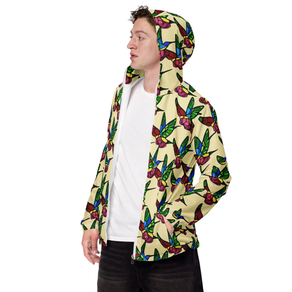 Hummingbird Mosaic on Men's Windbreaker — Left Front