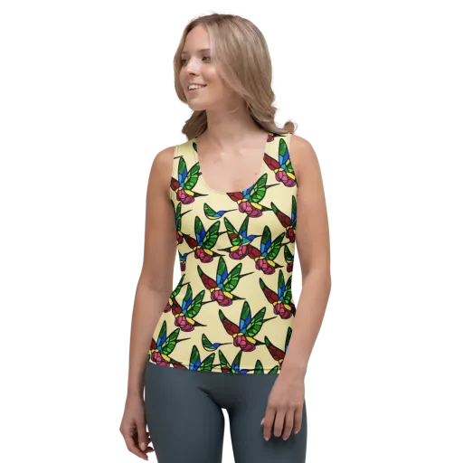 Hummingbird Mosaic on a Women's Tank Top