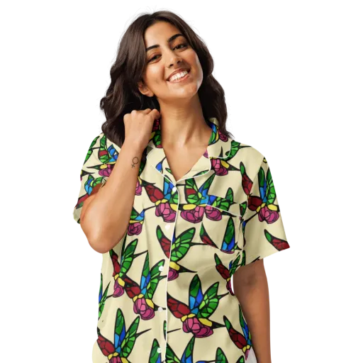 Hummingbird Mosaic on a Women's Short Sleeve Pajama Top