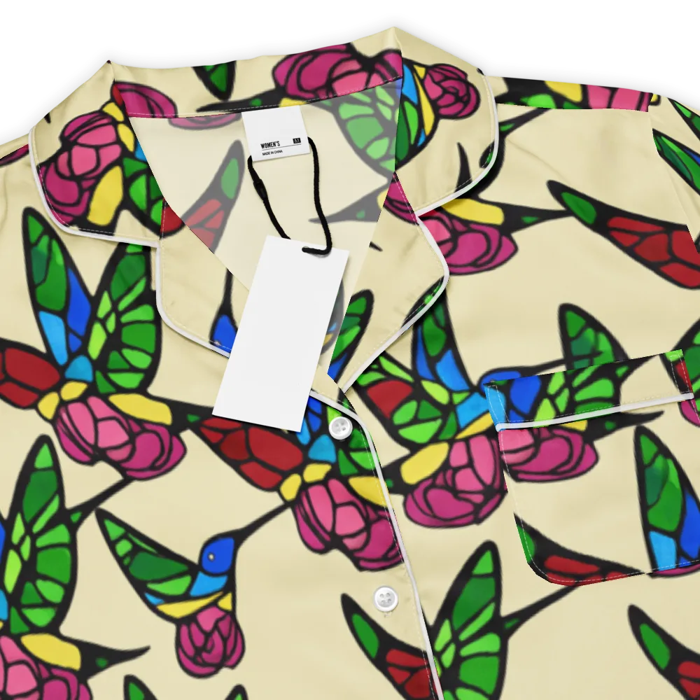 Hummingbird Mosaic on Women's Short Sleeve Pajama Top — Product details