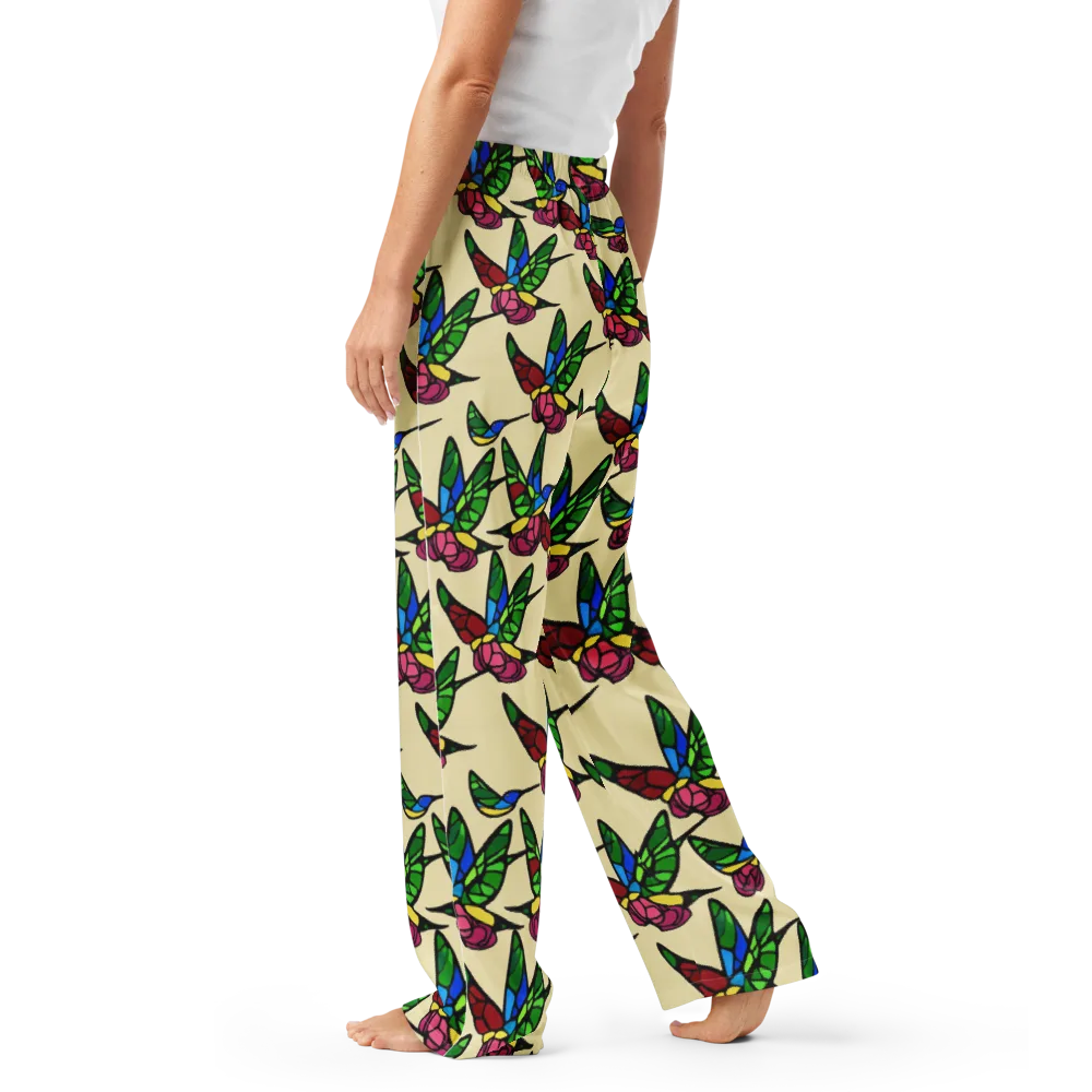 Hummingbird Mosaic on Women's Pajama Pants — Left