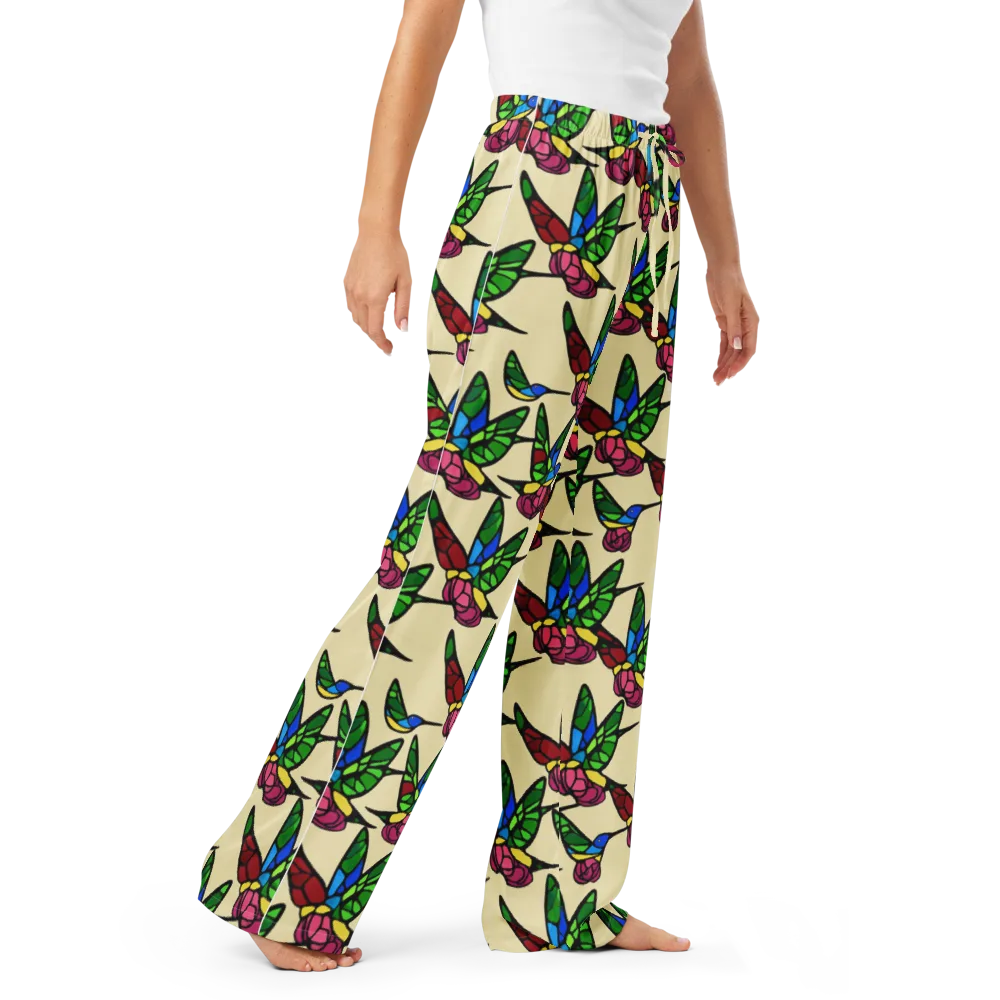 Hummingbird Mosaic on Women's Pajama Pants — Right Front