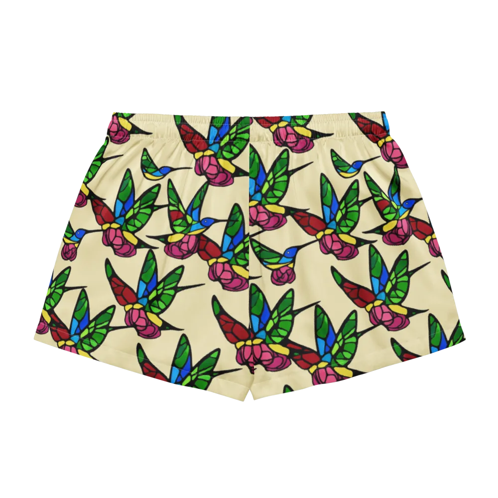 Hummingbird Mosaic on Women's Pajama Shorts — Back