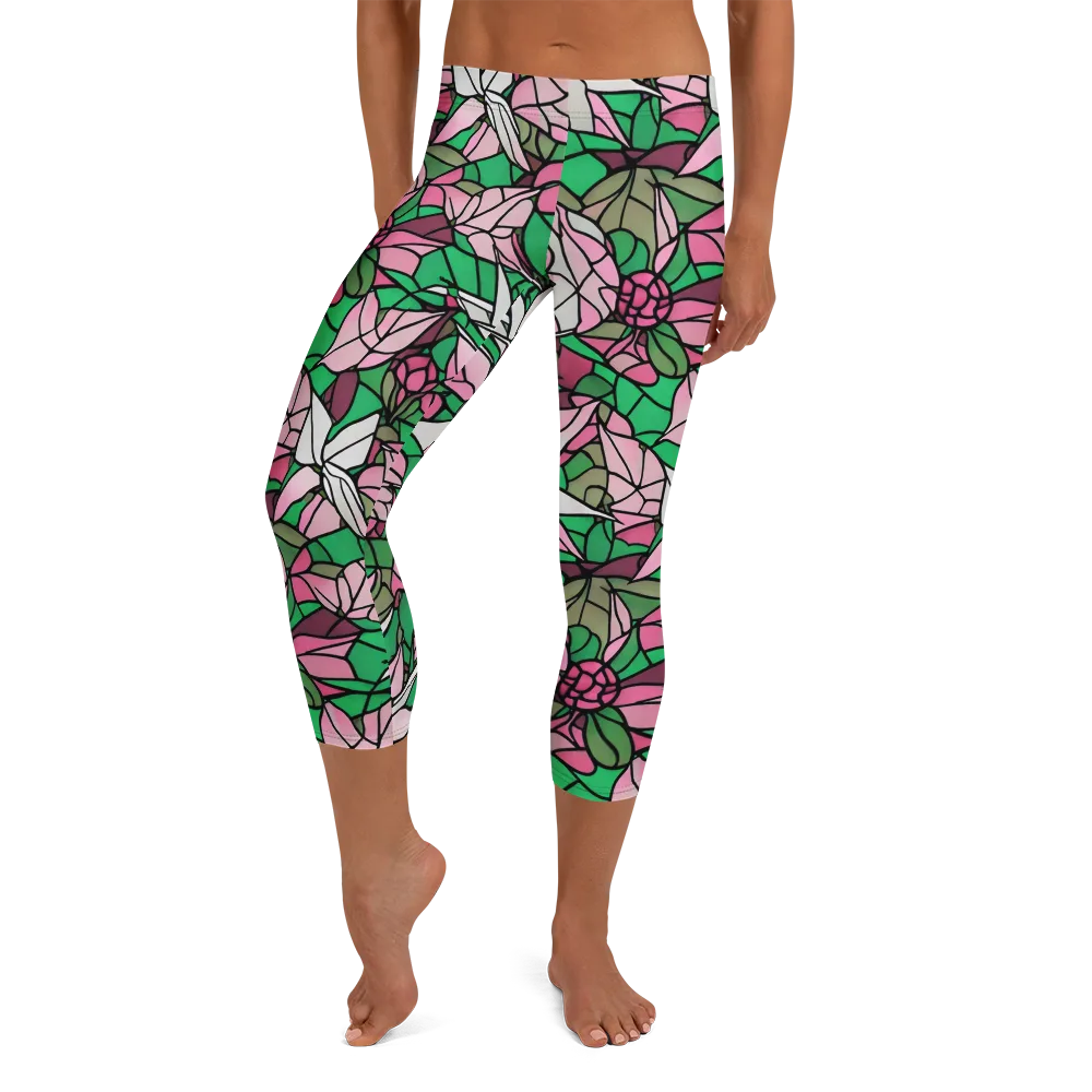 Stained Garden on Capri Leggings — Front