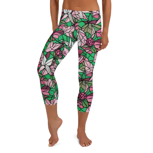 Stained Garden on a Capri Leggings