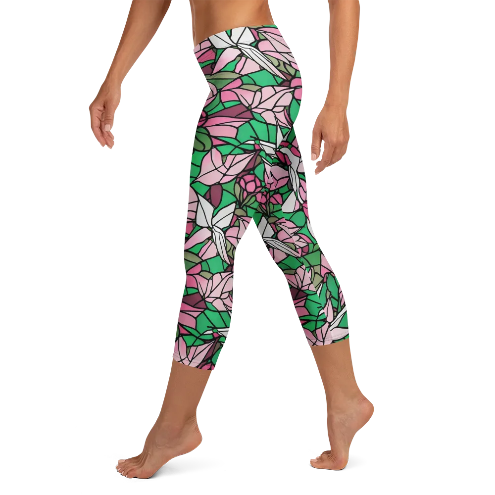 Stained Garden on Capri Leggings — Left
