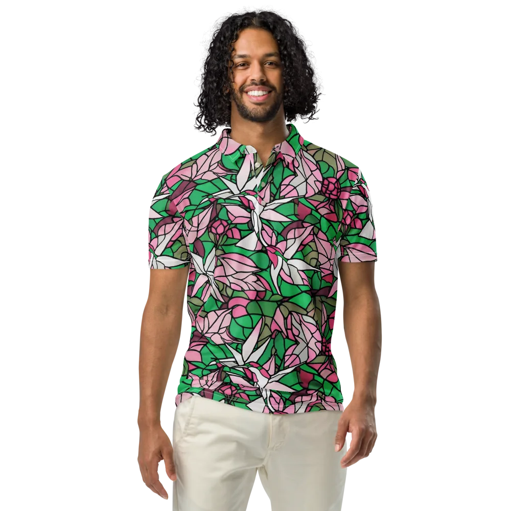 Stained Garden on Men's Slim Fit Polo Shirt — Front