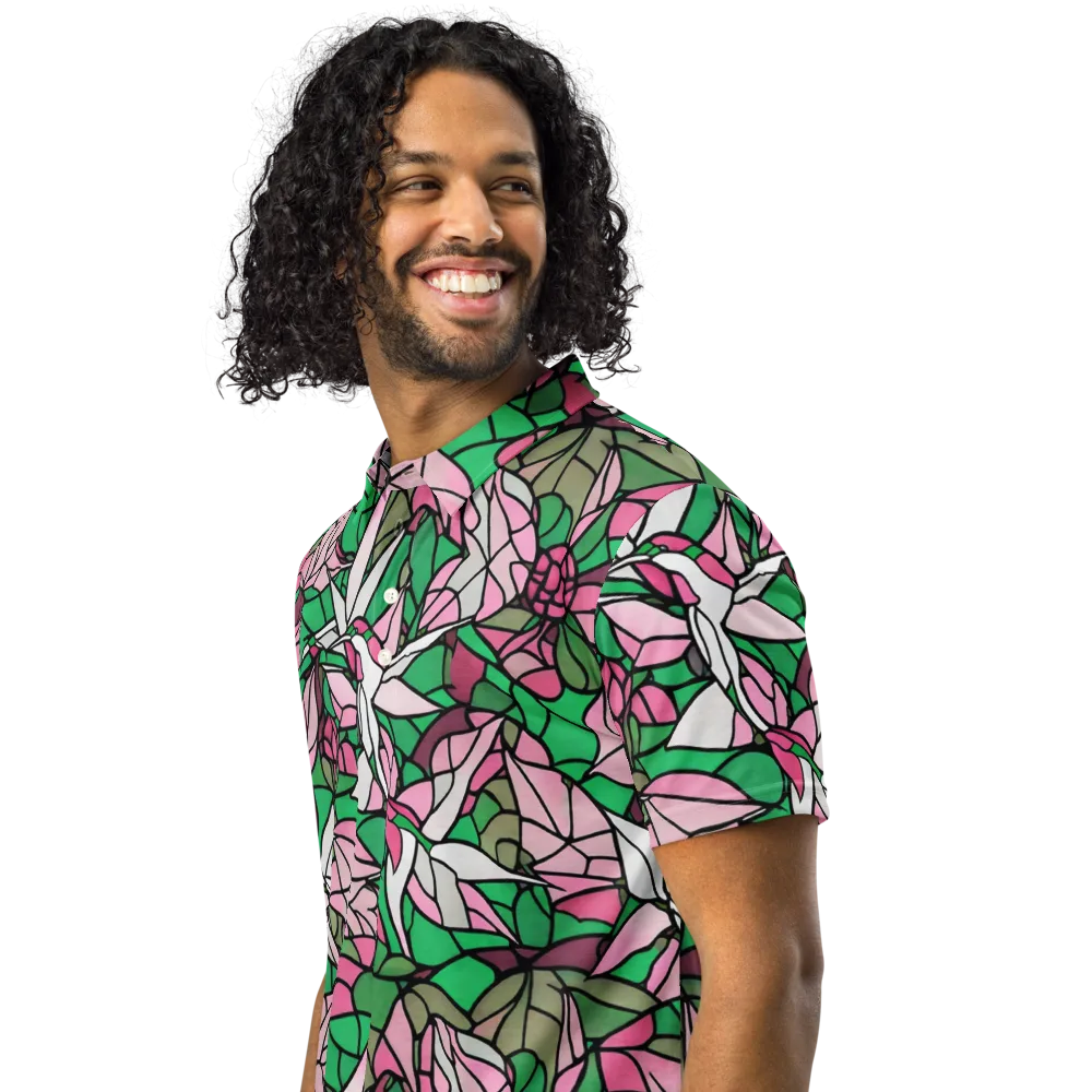 Stained Garden on Men's Slim Fit Polo Shirt — Left Front