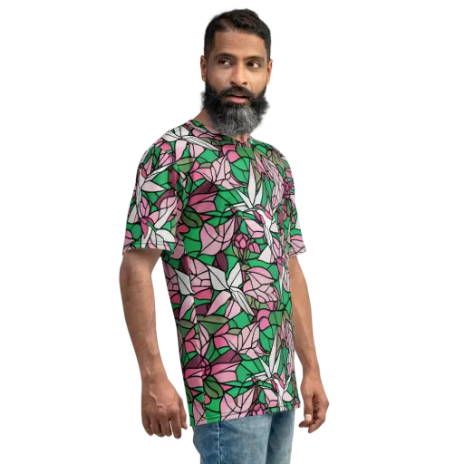 Stained Garden on a Men's Crew Neck T-Shirt