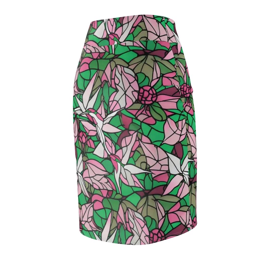 Stained Garden on Pencil Skirt — Back Side