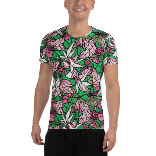 Stained Garden on a Men's Athletic T-Shirt