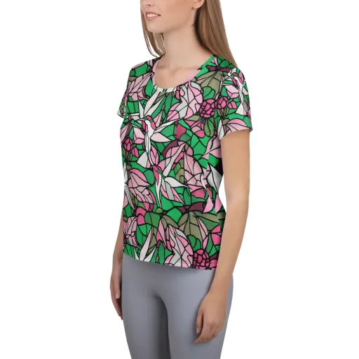 Stained Garden on a Women's Athletic T-Shirt