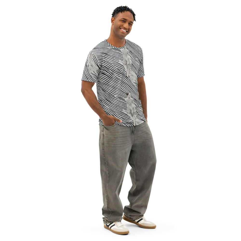 Zebra Chambre on Men's Cotton Crew Neck T-Shirt — Right Front