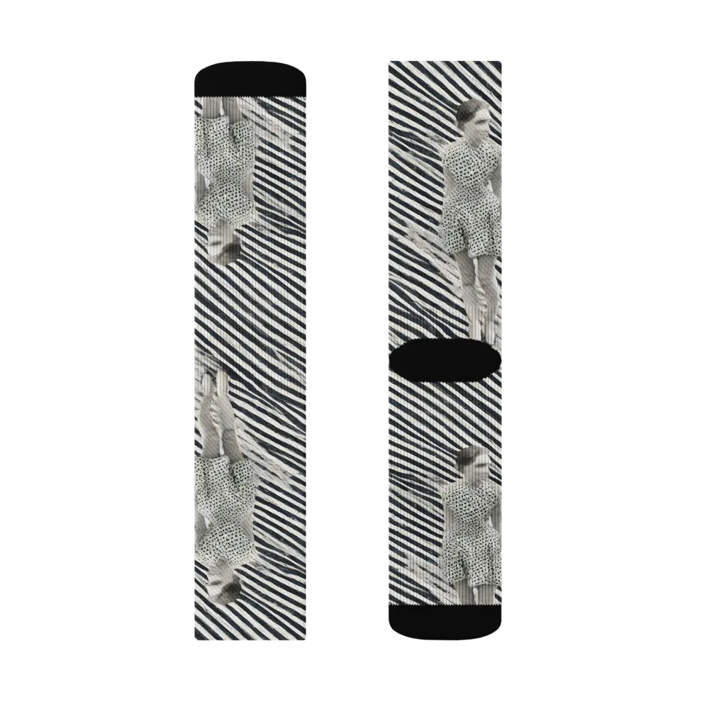 Zebra Chambre on Socks — Left Sock