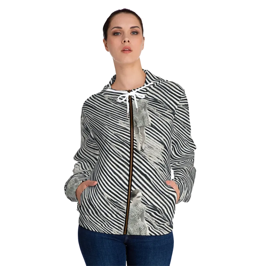 Zebra Chambre on Women's Full-Zip Hoodie — Front On Person