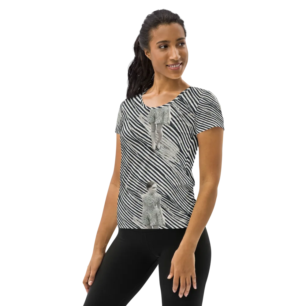 Zebra Chambre on Women's Athletic T-Shirt — Left