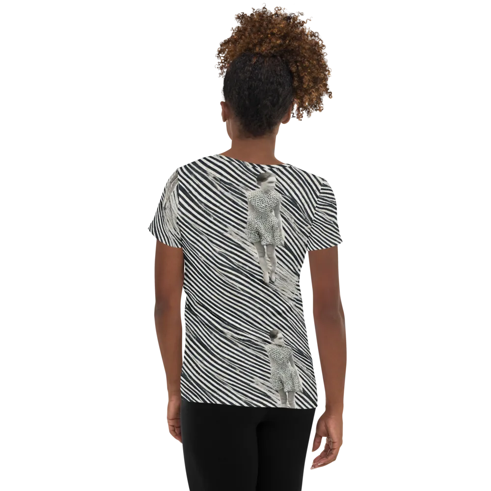 Zebra Chambre on Women's Athletic T-Shirt — Back