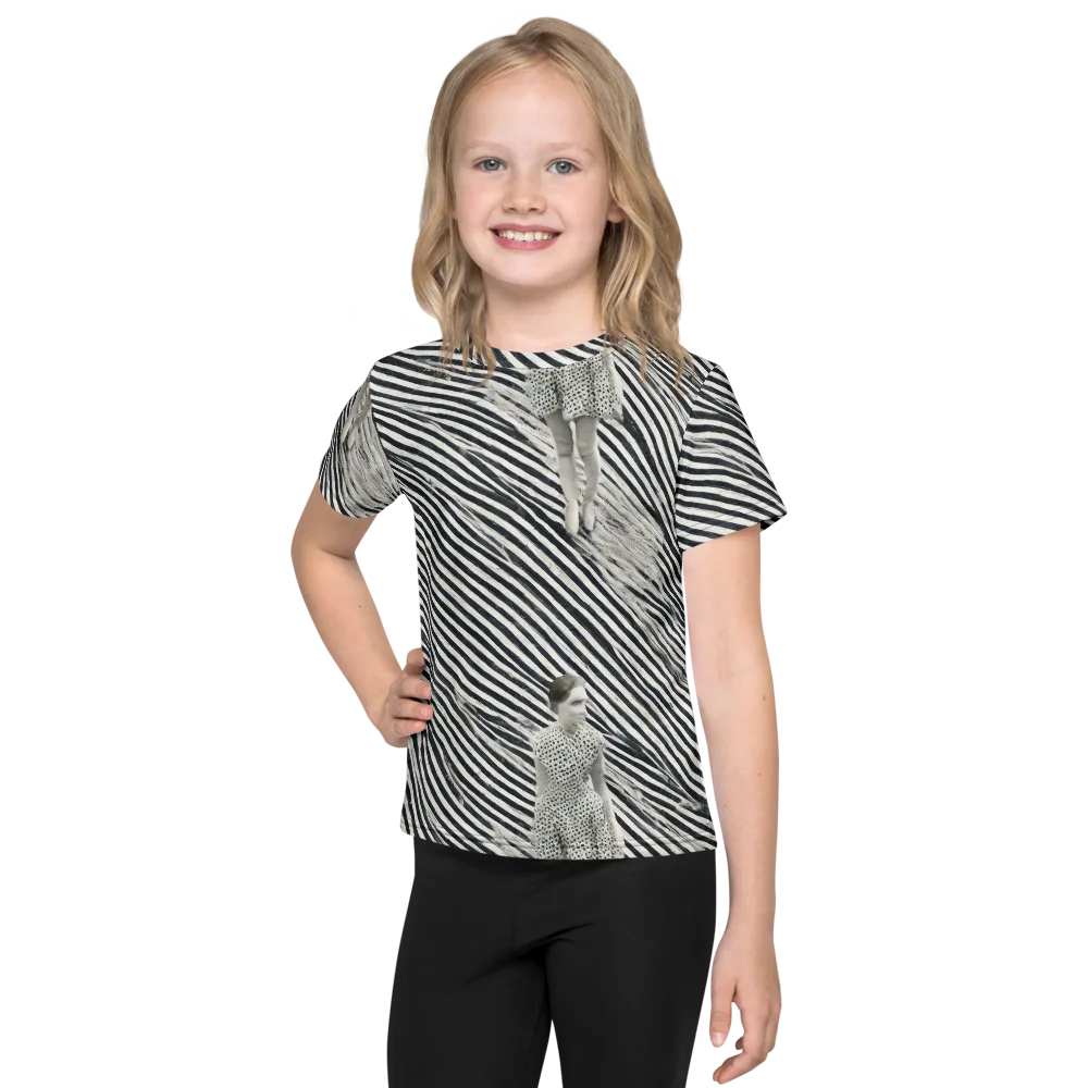 Zebra Chambre on Kids Crew Neck T-Shirt — Front