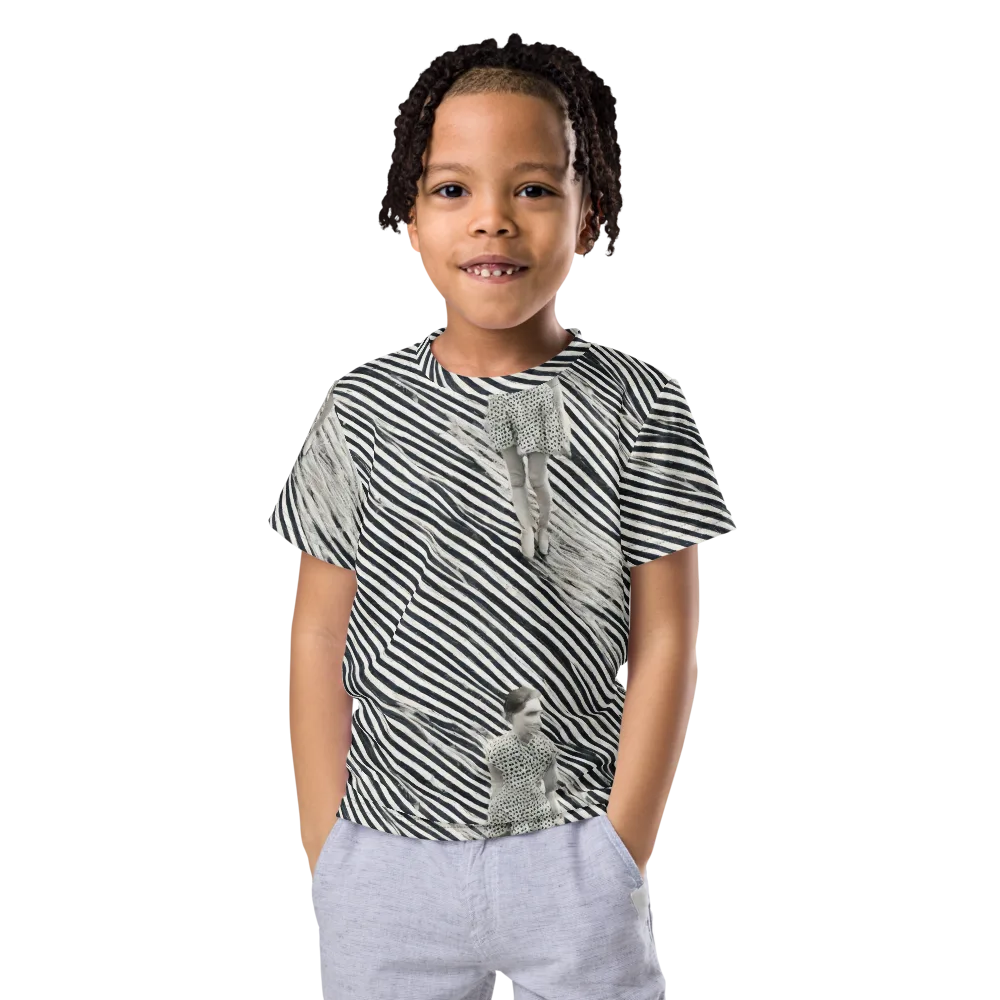 Zebra Chambre on Kids Crew Neck T-Shirt — Front