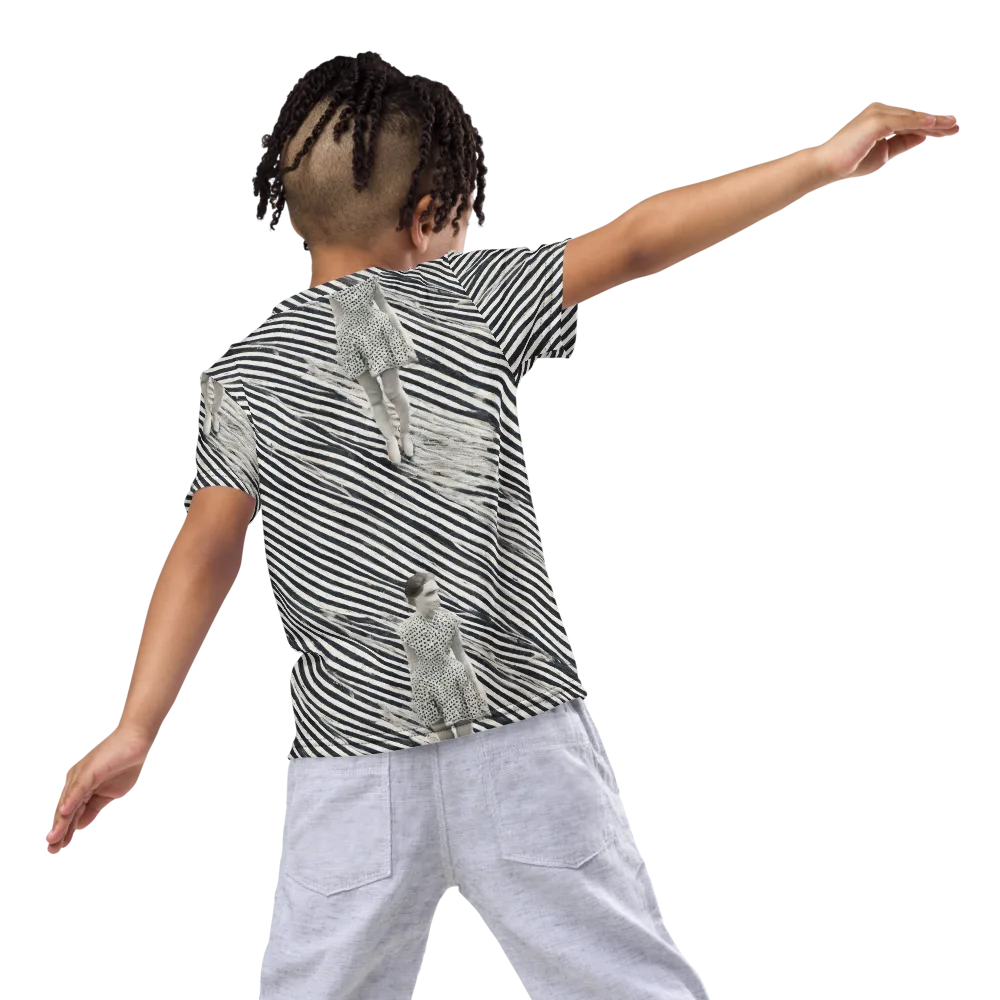 Zebra Chambre on Kids Crew Neck T-Shirt — Back